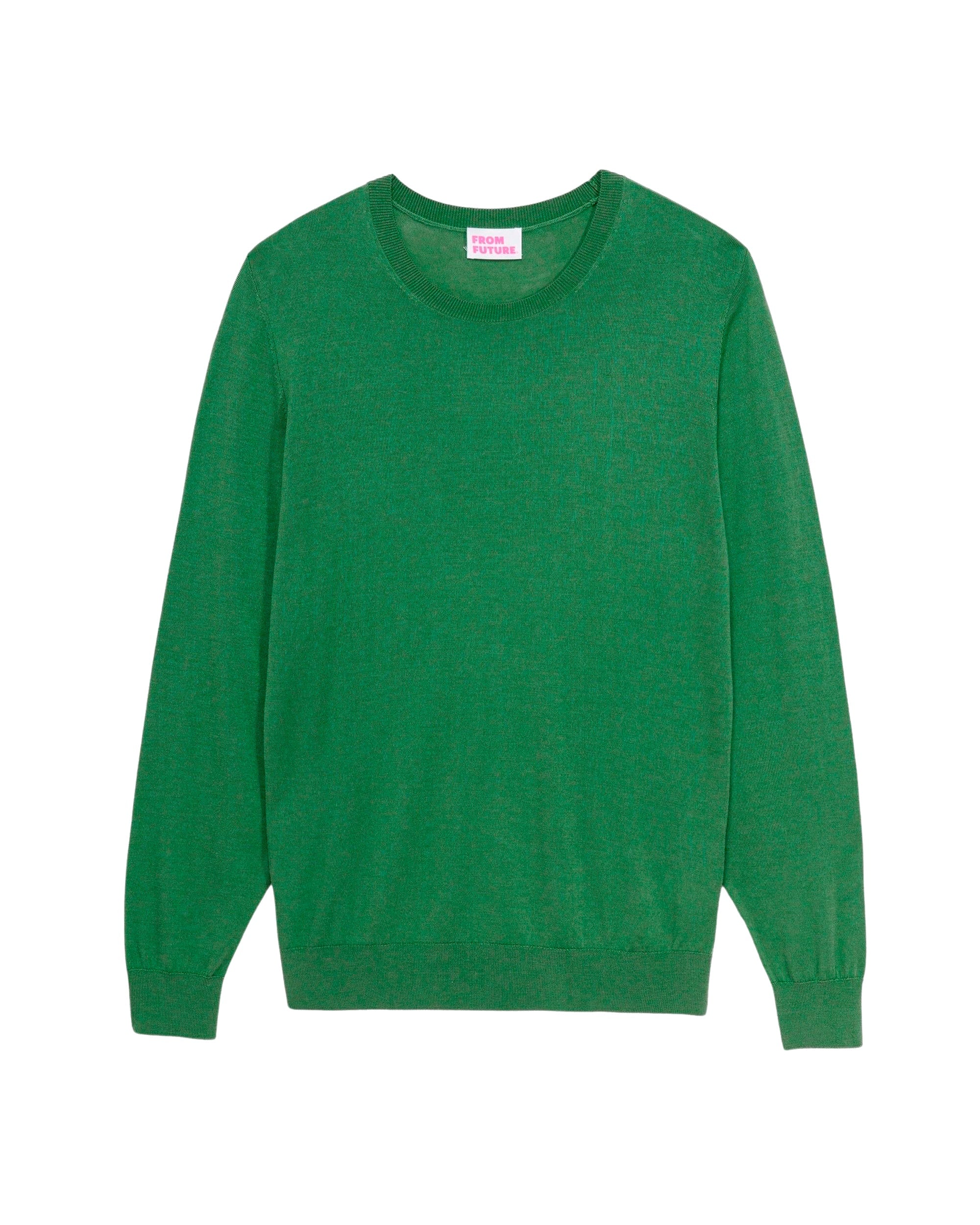Pull à col rond et coupe classique en laine mérinos - Cold Green