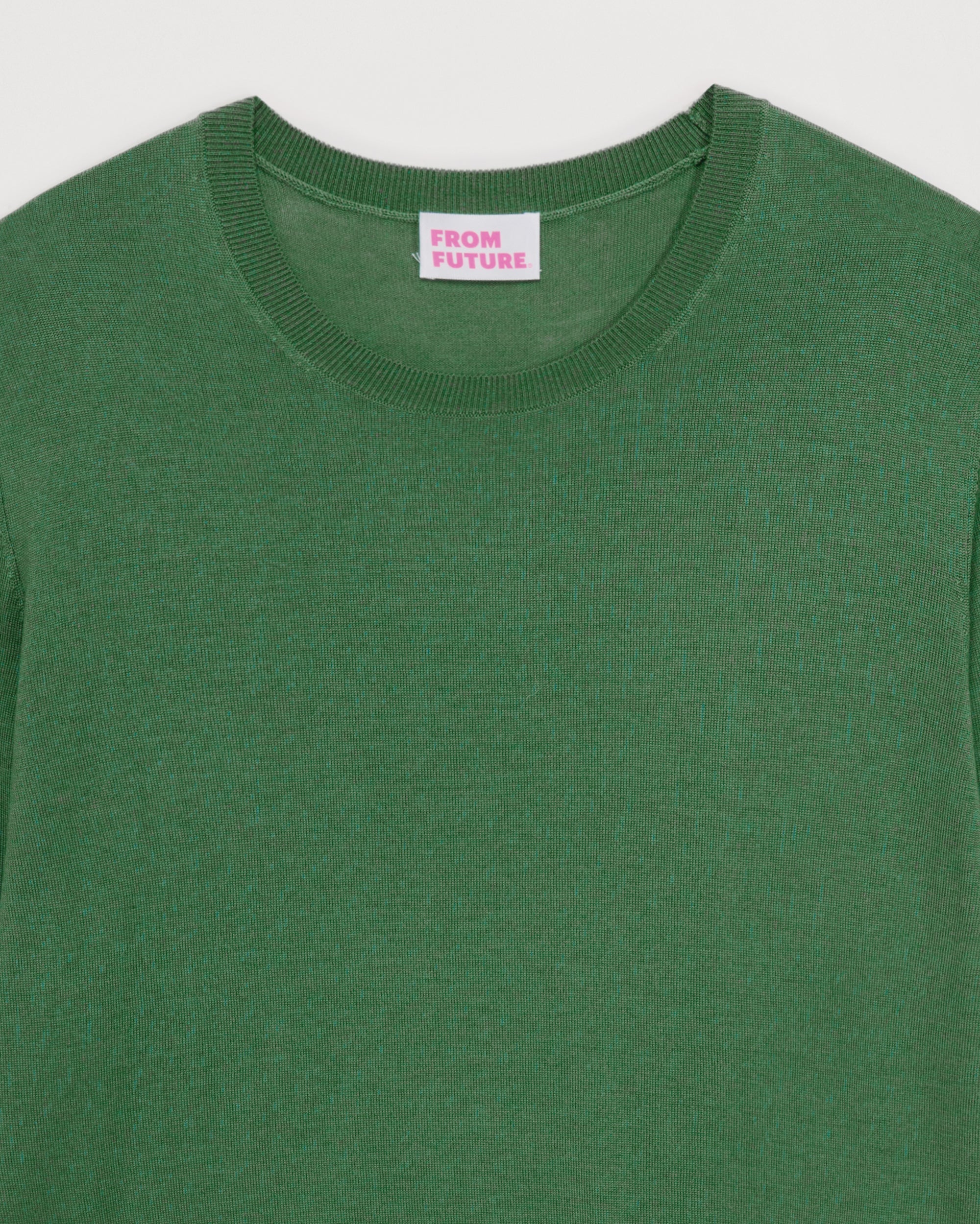 Pull à col rond et coupe classique en laine mérinos - Cold Green