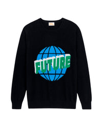 Pull à col rond future globe en cachemire - Black