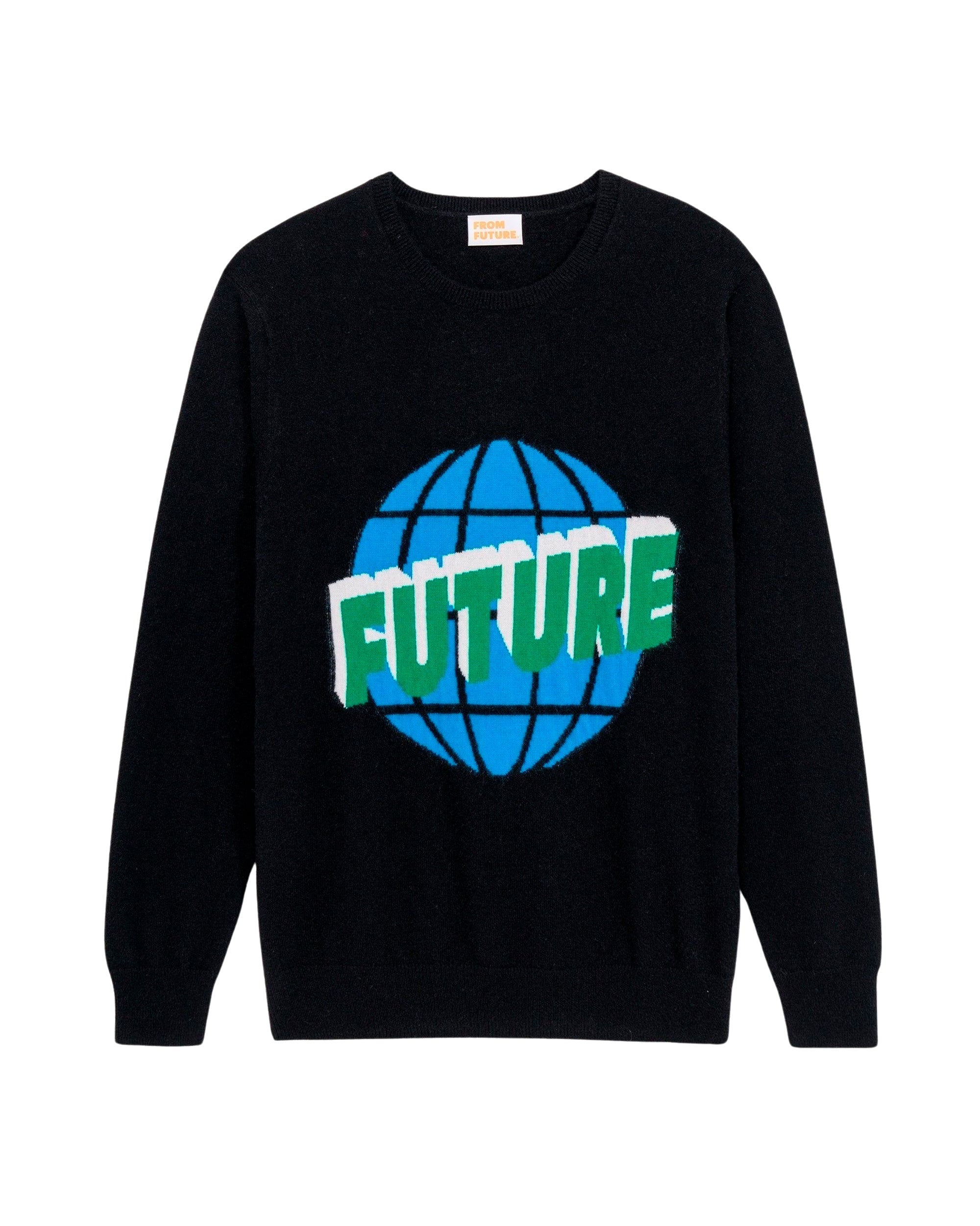 Pull à col rond future globe en cachemire - Black