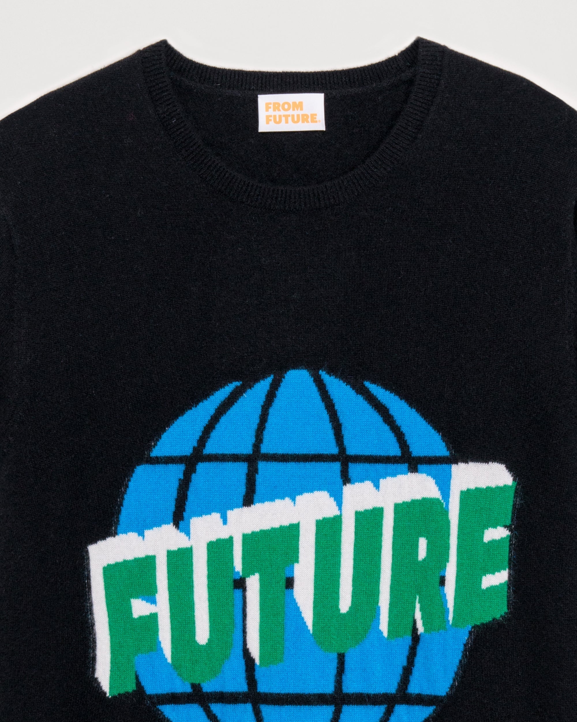 Pull à col rond future globe en cachemire - Black