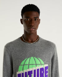 Pull à col rond future globe en cachemire - Dark Heather Gray