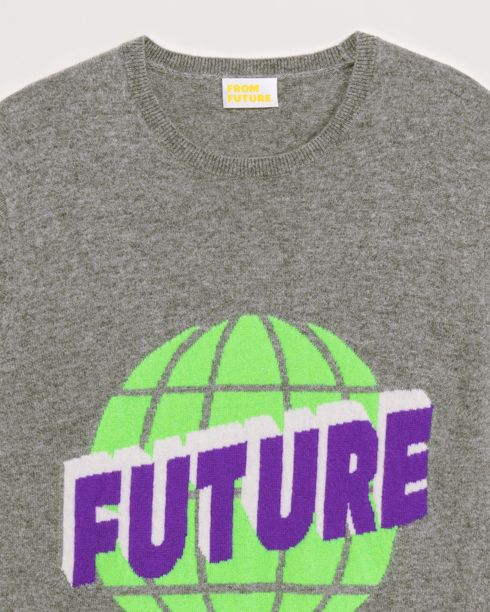 Pull à col rond future globe en cachemire - Dark Heather Gray