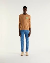 Pull à col rond et logo graphique en cachemire - Camel