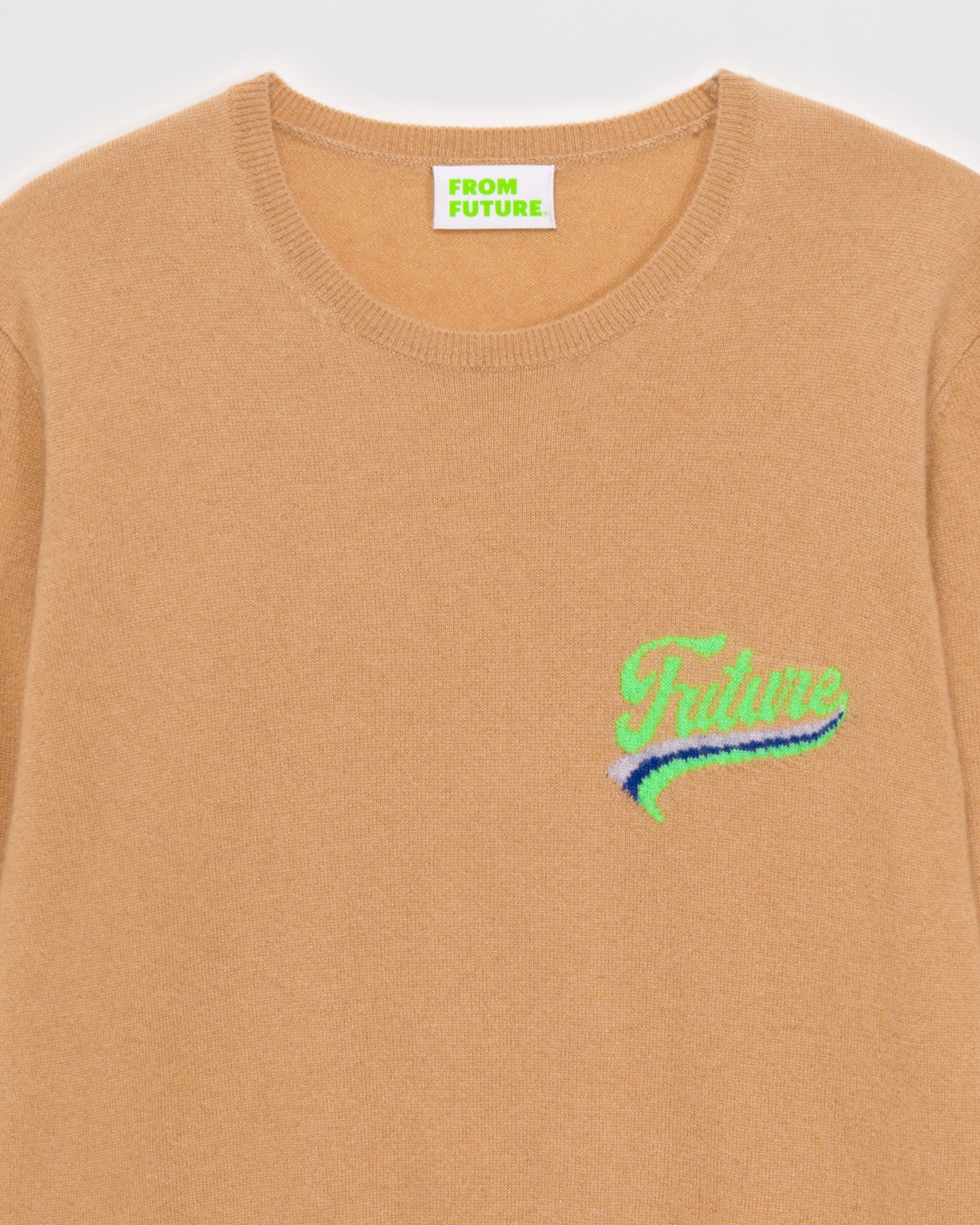 Pull à col rond et logo graphique en cachemire - Camel
