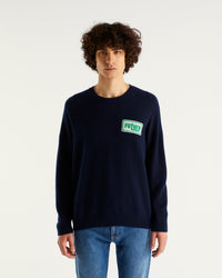 Pull à col rond oversize future en cachemire - Navy