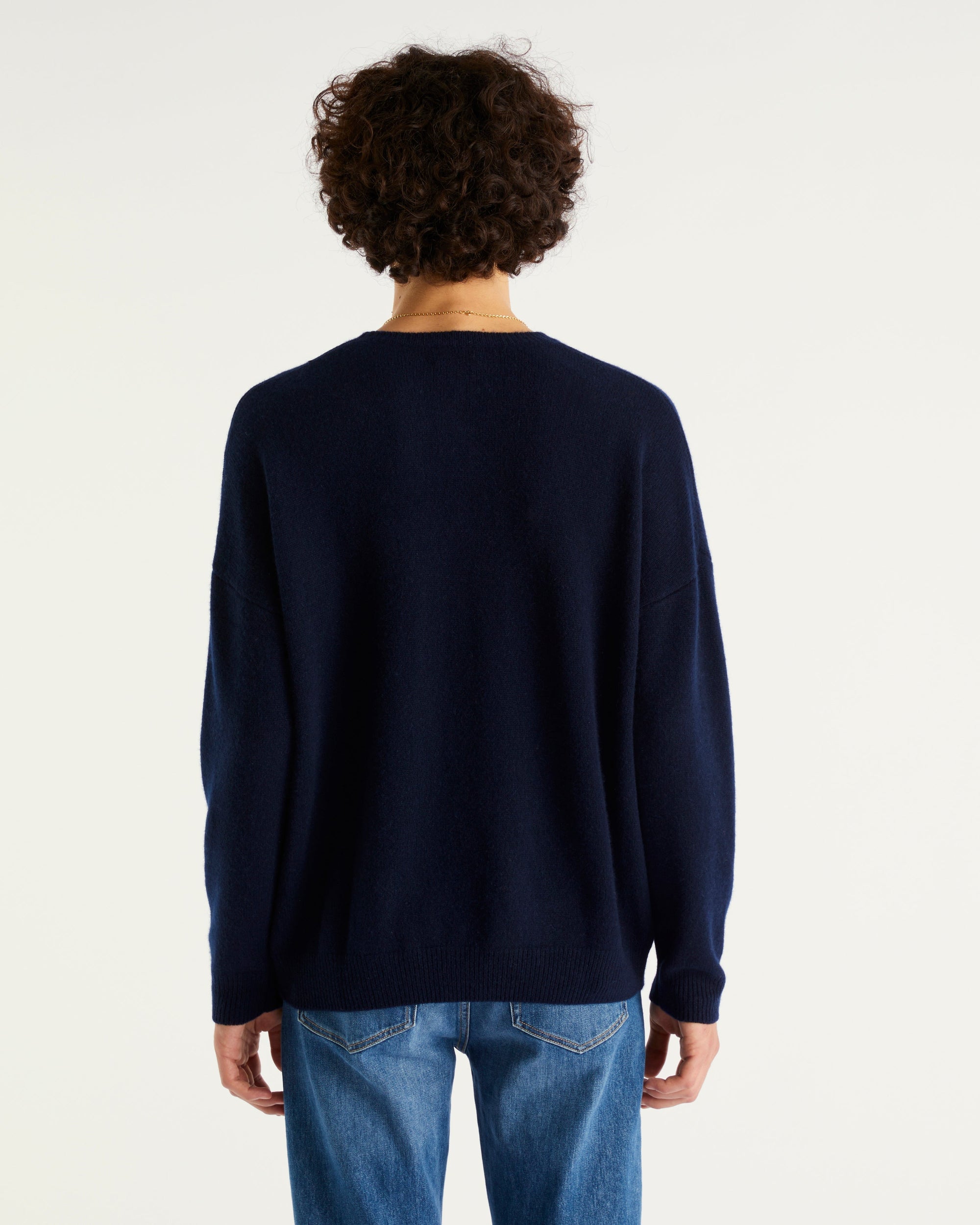 Pull à col rond oversize future en cachemire - Navy