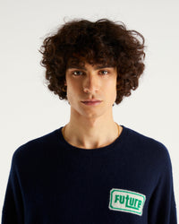 Pull à col rond oversize future en cachemire - Navy