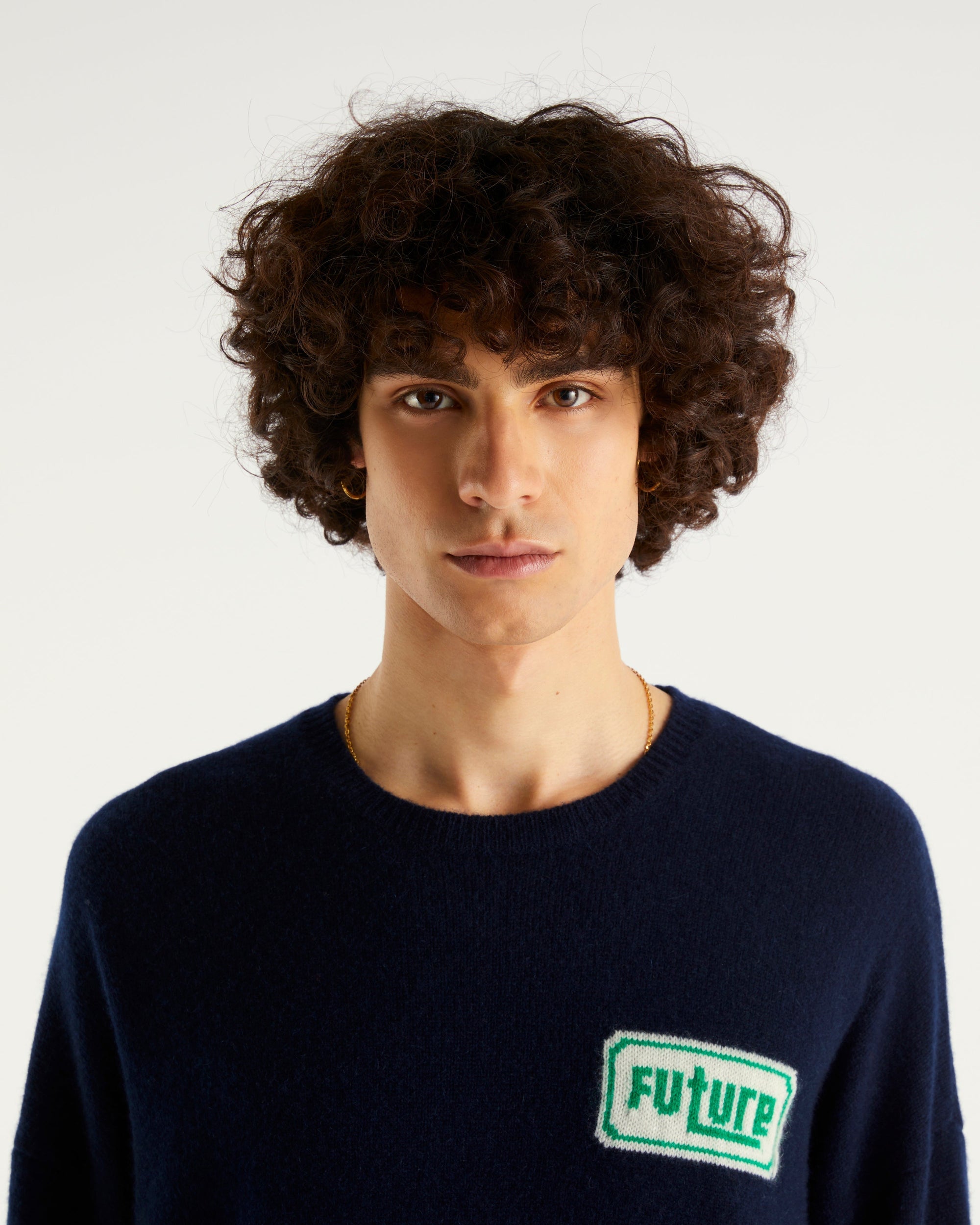 Pull à col rond oversize future en cachemire - Navy