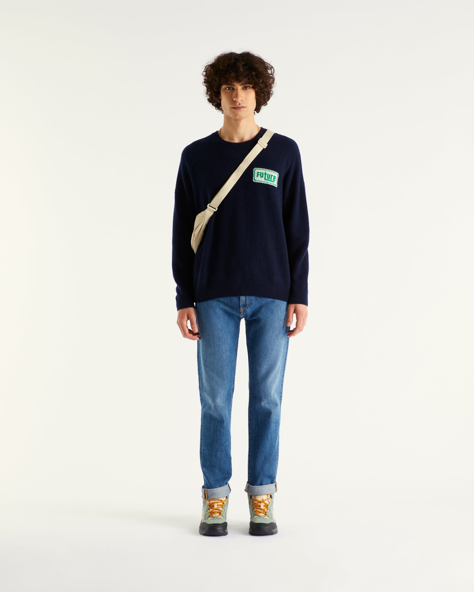 Pull à col rond oversize future en cachemire - Navy