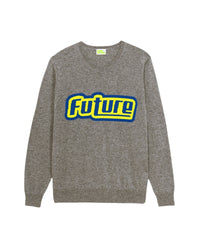 Pull à col rond future tri color en cachemire - Dark Heather Gray
