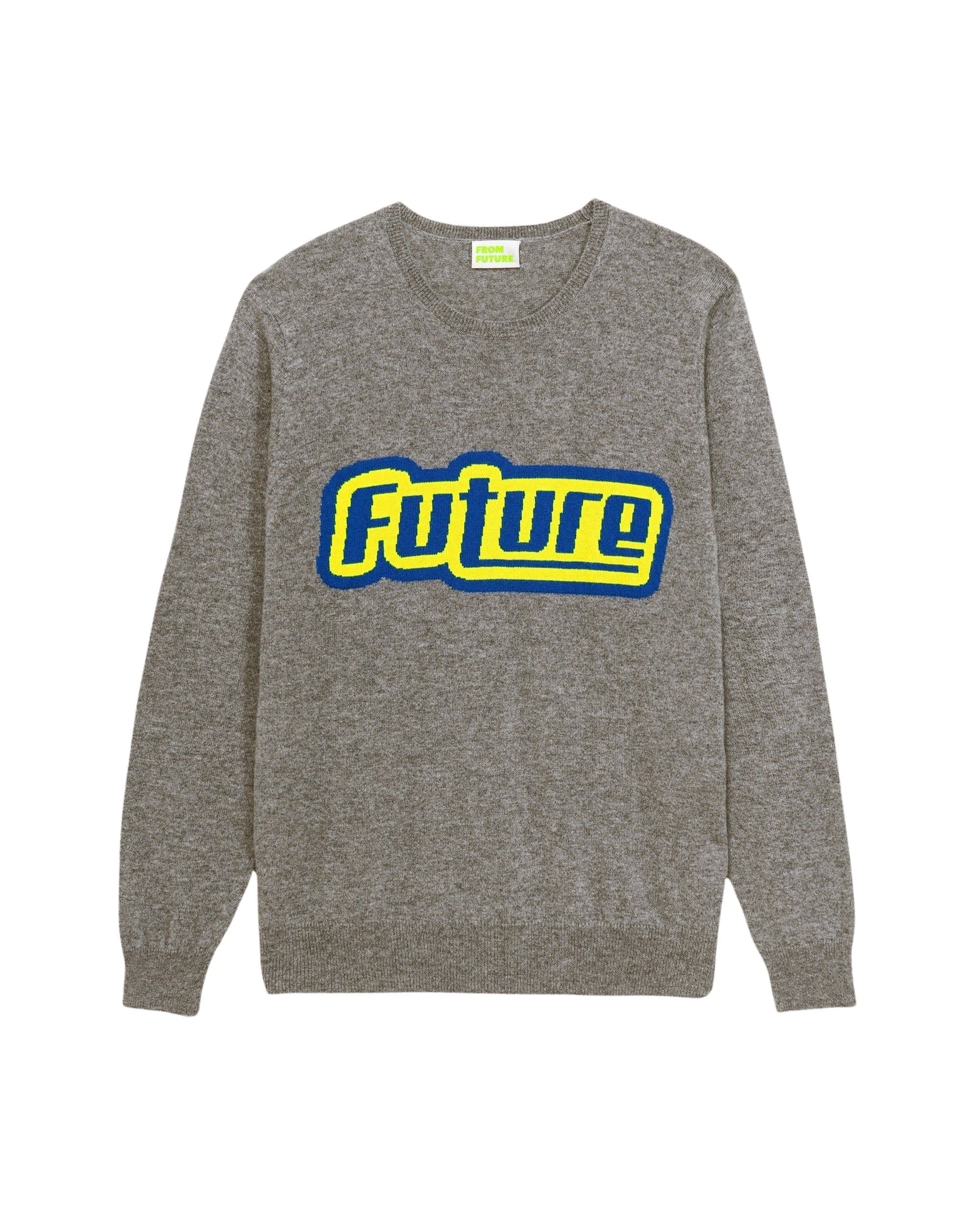 Pull à col rond future tri color en cachemire - Dark Heather Gray