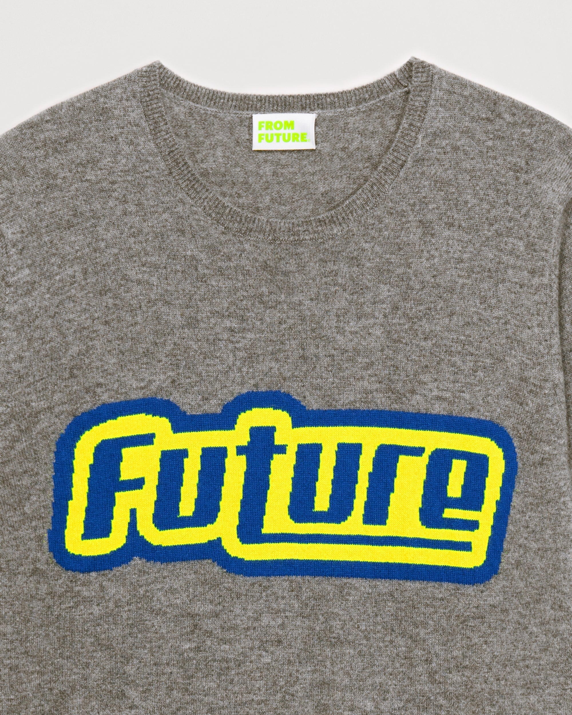 Pull à col rond future tri color en cachemire - Dark Heather Gray