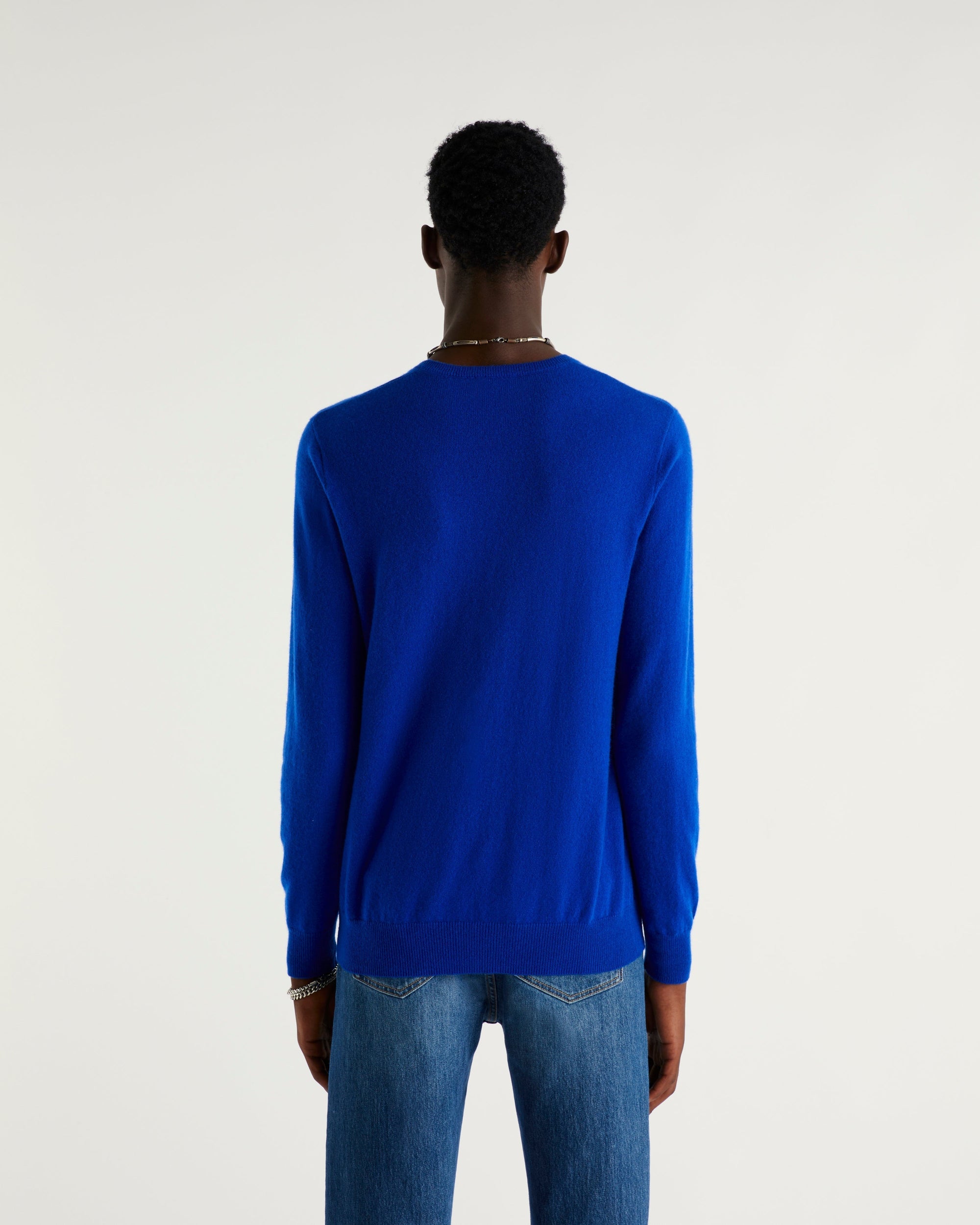 Pull à col rond future tri color en cachemire - Electric Blue