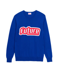Pull à col rond future tri color en cachemire - Electric Blue