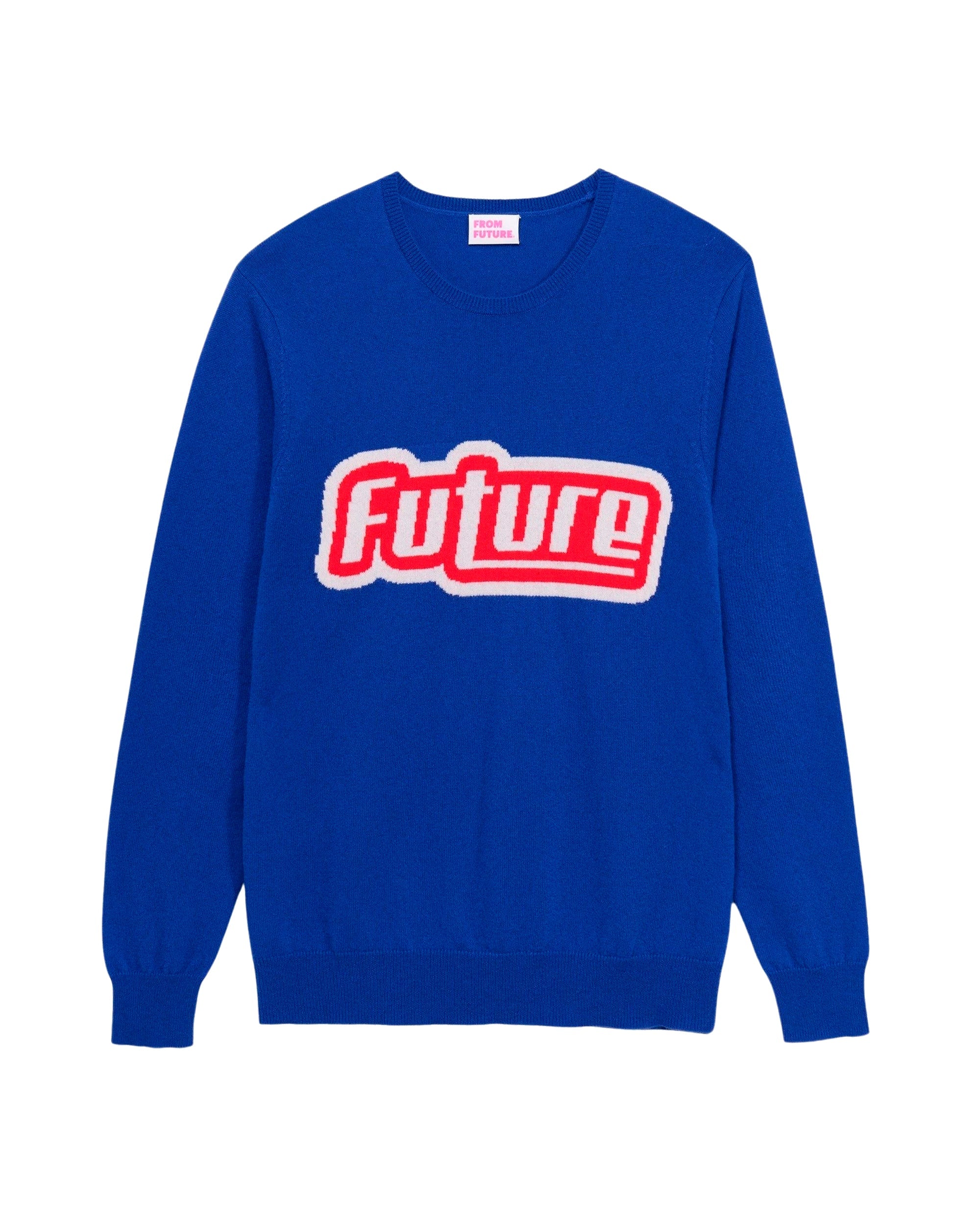 Pull à col rond future tri color en cachemire - Electric Blue