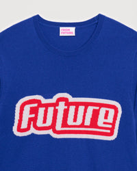 Pull à col rond future tri color en cachemire - Electric Blue