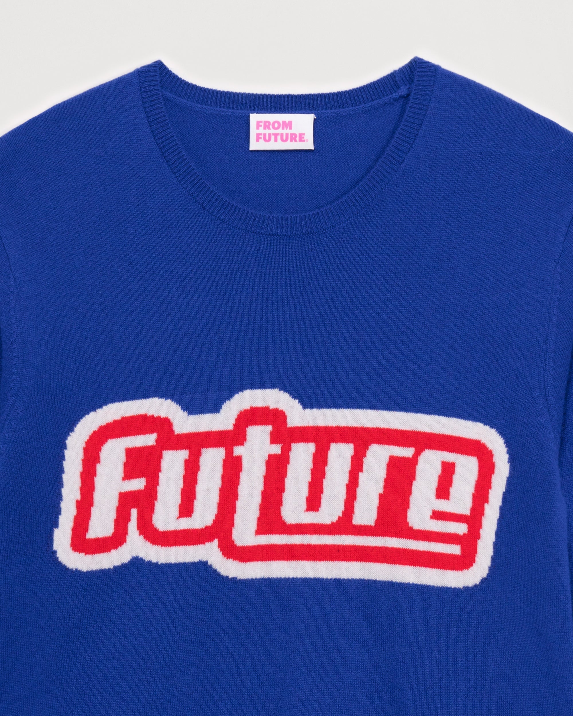 Pull à col rond future tri color en cachemire - Electric Blue