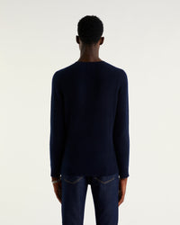 Pull à col rond et point fantaisie en cachemire - Navy