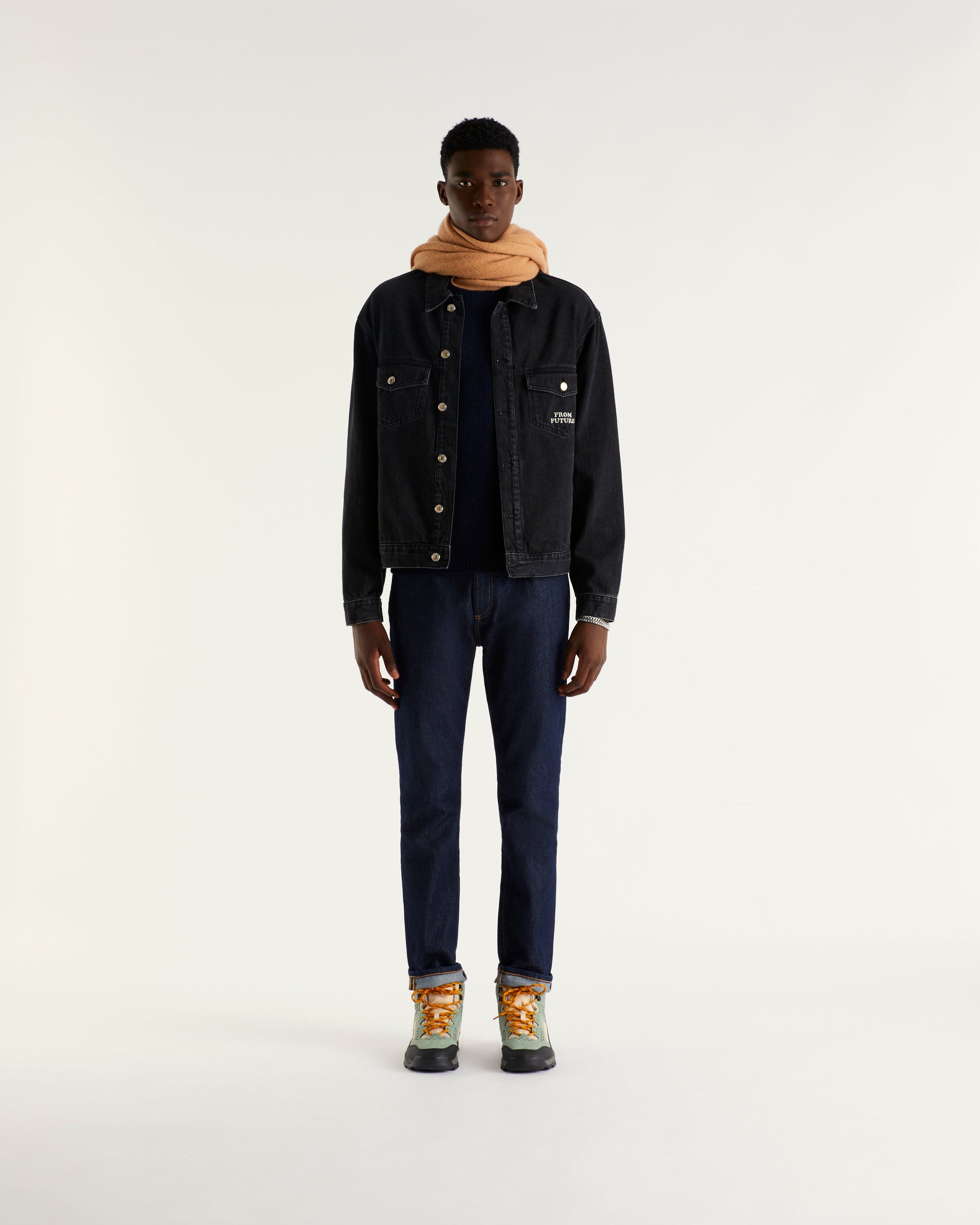 Pull à col rond et point fantaisie en cachemire - Navy