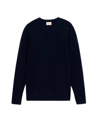 Pull à col rond et point fantaisie en cachemire - Navy