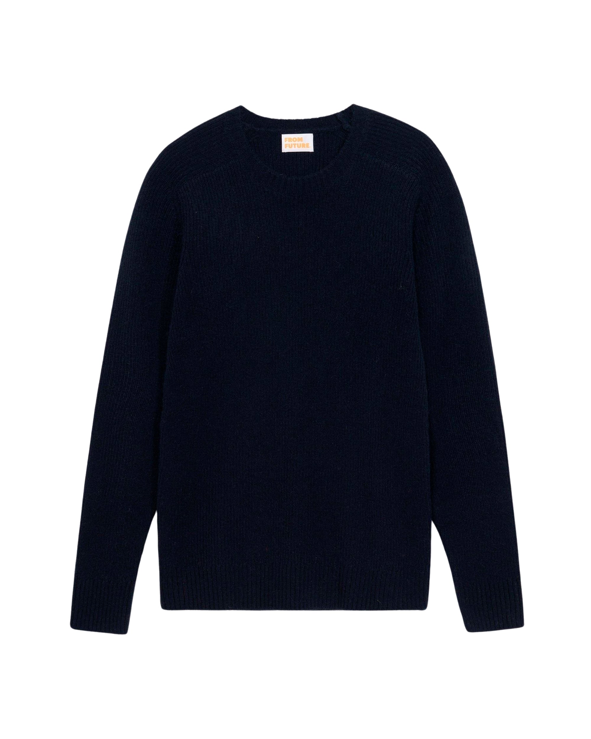 Pull à col rond et point fantaisie en cachemire - Navy