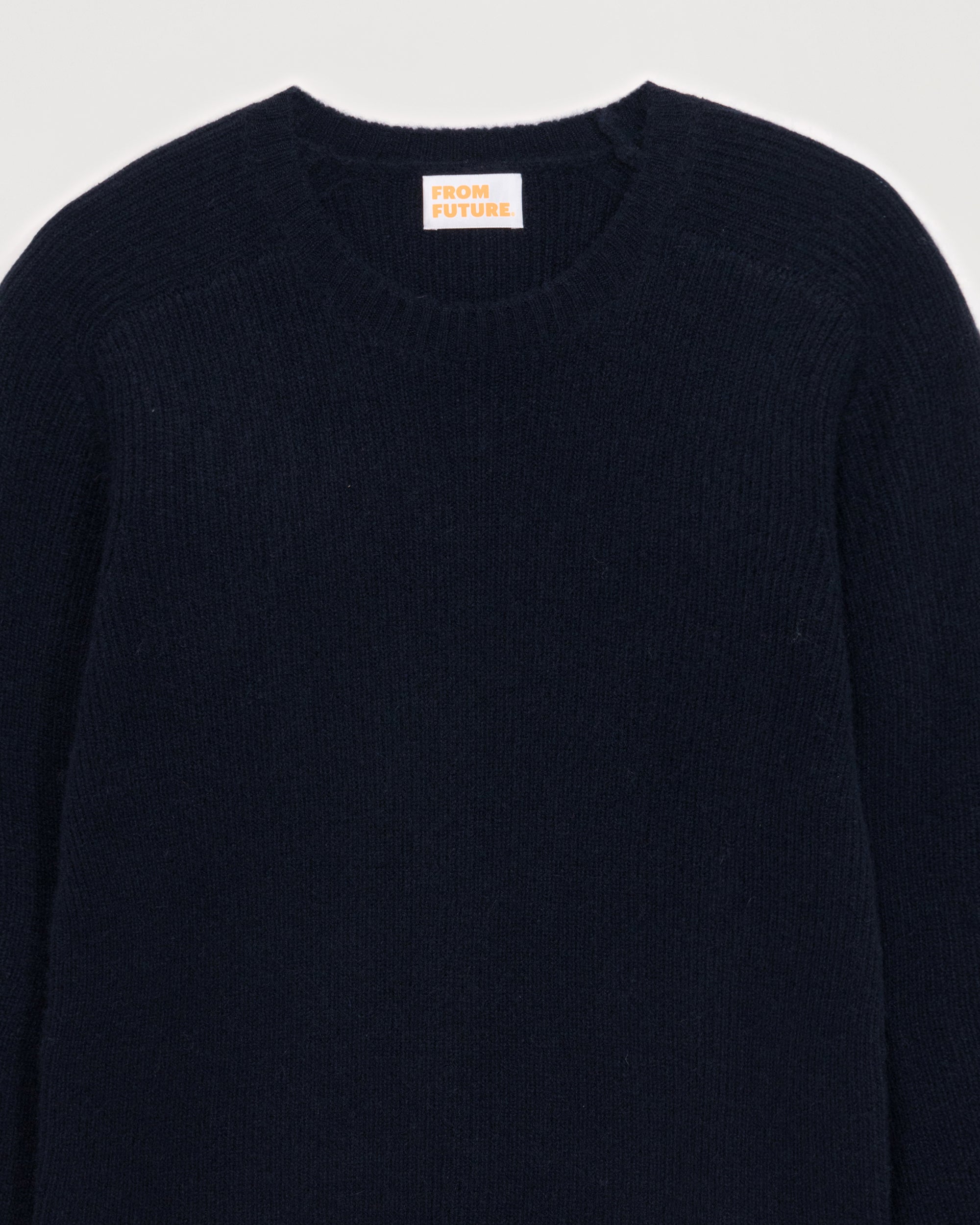 Pull à col rond et point fantaisie en cachemire - Navy