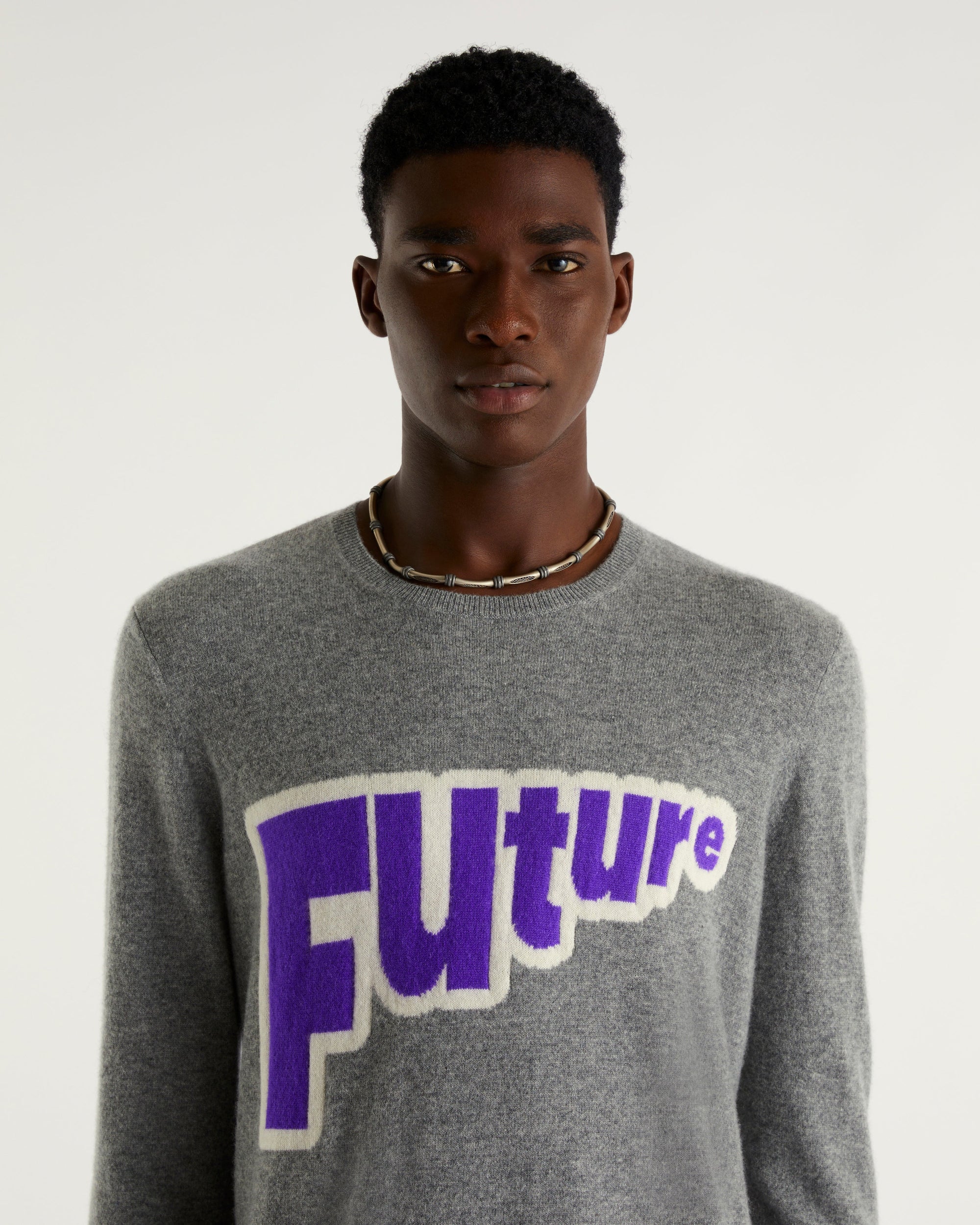 Pull à col rond Maxi Future en cachemire - Dark Heather Gray