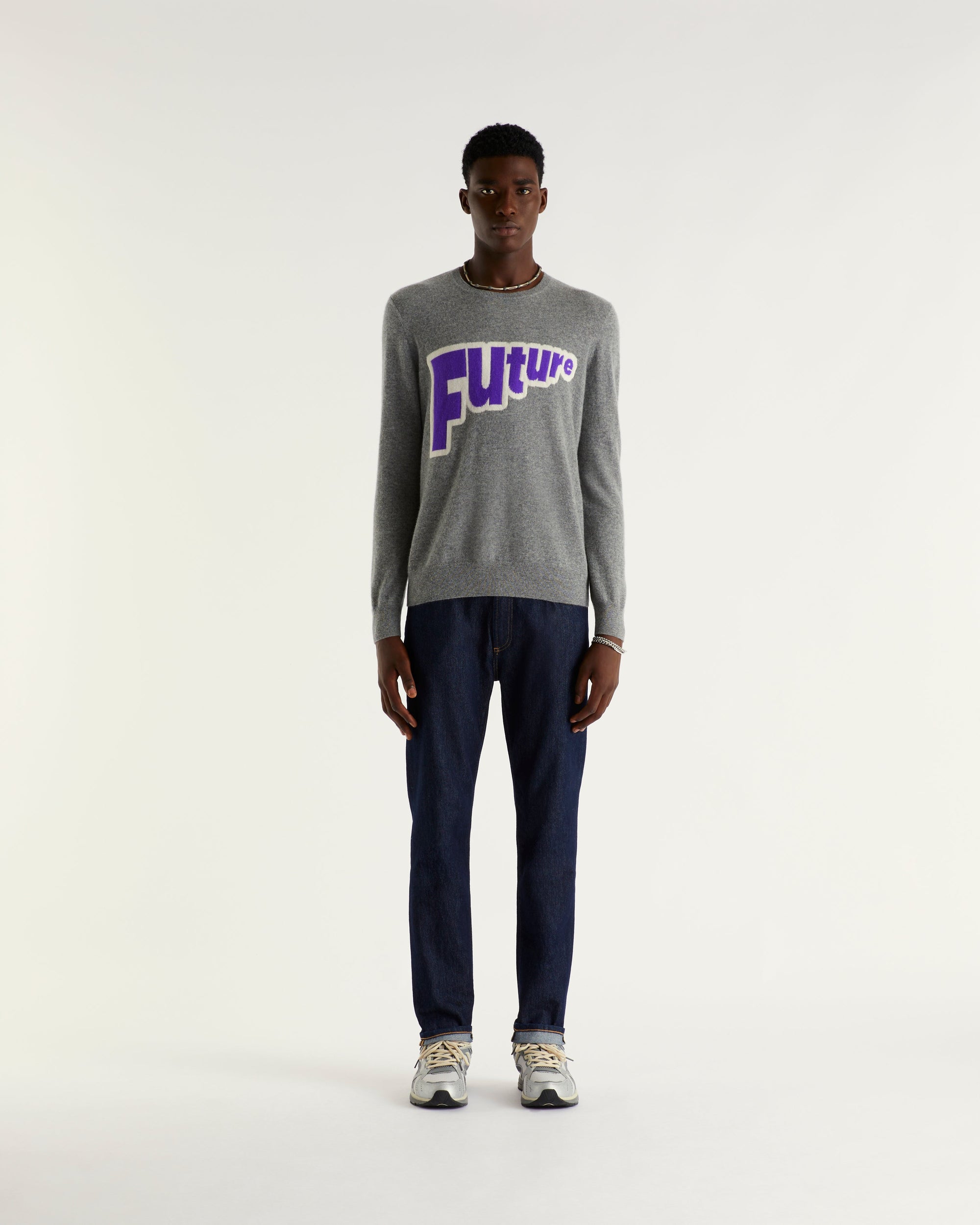 Pull à col rond Maxi Future en cachemire - Dark Heather Gray