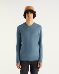 Pull classique à col V en cachemire - Ice Blue