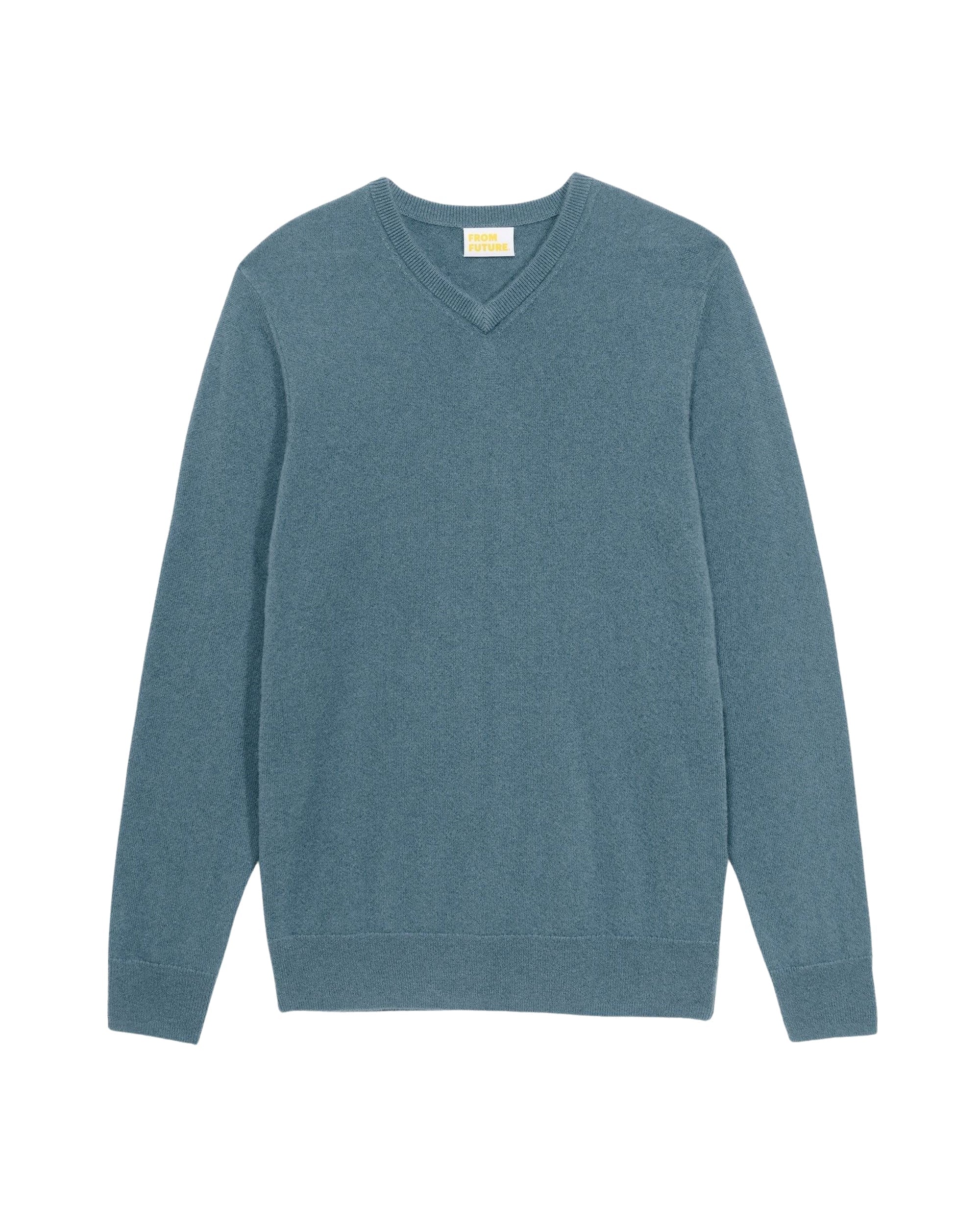 Pull classique à col V en cachemire - Ice Blue