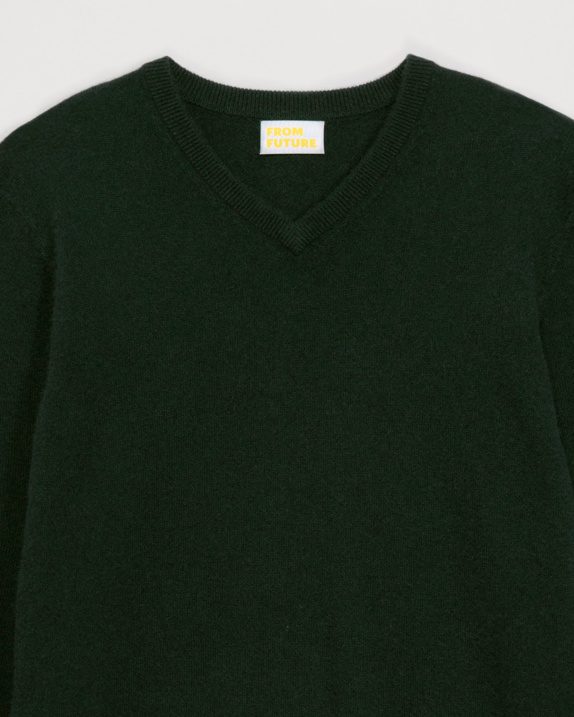 Pull classique à col V en cachemire - Bottle Green