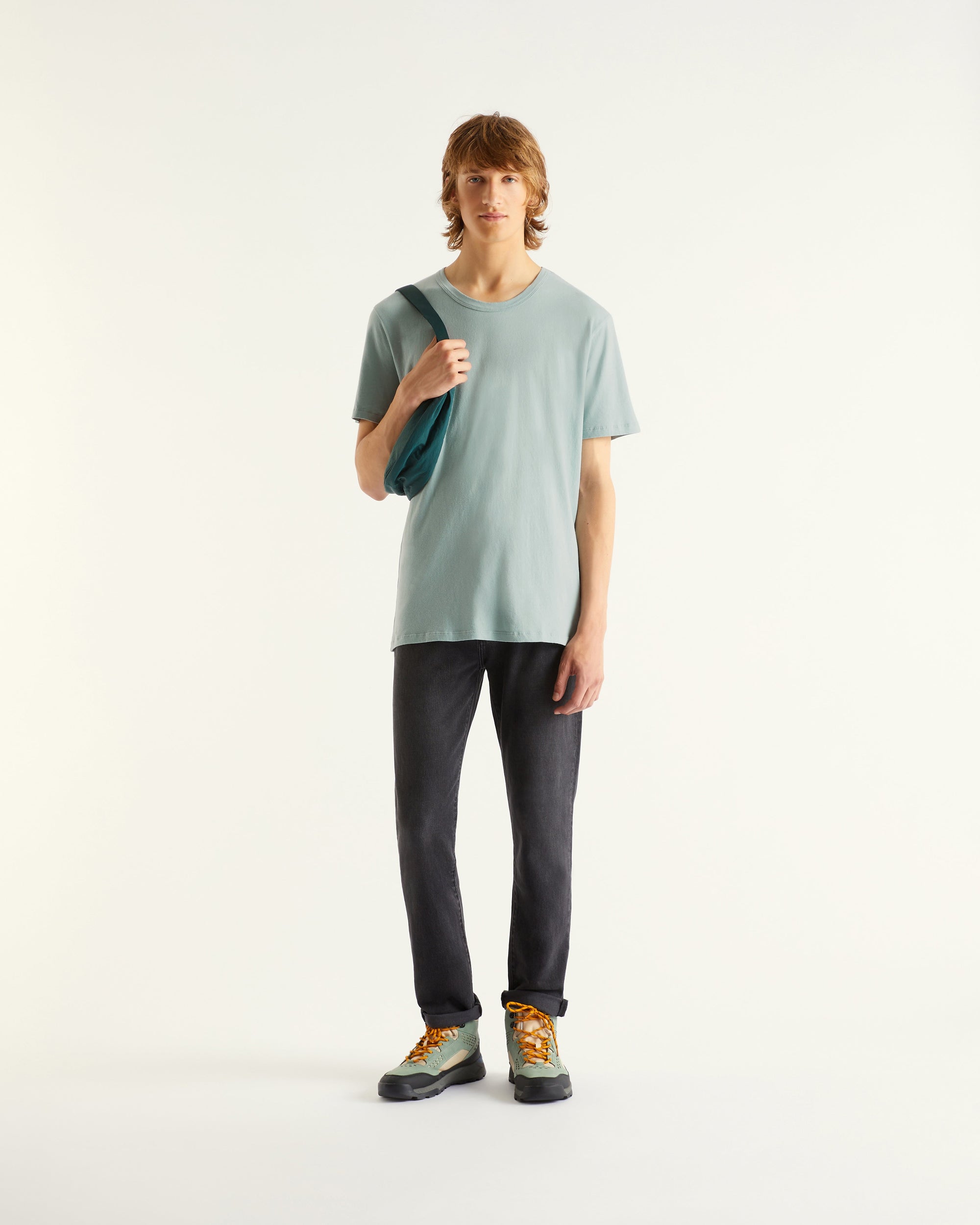 T-shirt à col rond et manches courtes - Blue-Gray