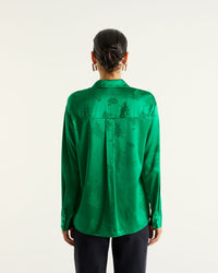Chemise Suzanna en soie - Green Jacquard