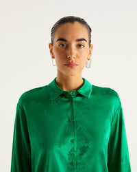 Chemise Suzanna en soie - Green Jacquard