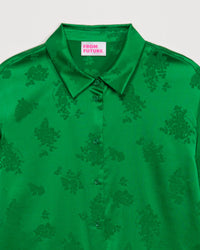 Chemise Suzanna en soie - Green Jacquard