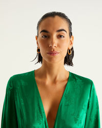 Combi-pantalon Abie en soie - Green Jacquard