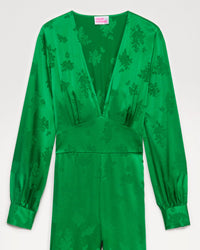 Combi-pantalon Abie en soie - Green Jacquard