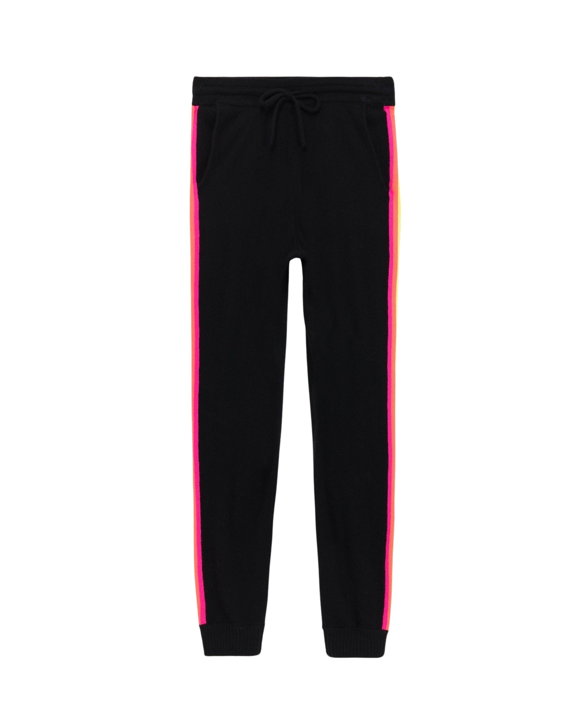 Pantalon de jogging à bande multicolore en cachemire - Black