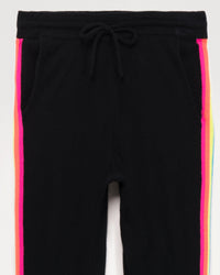Pantalon de jogging à bande multicolore en cachemire - Black