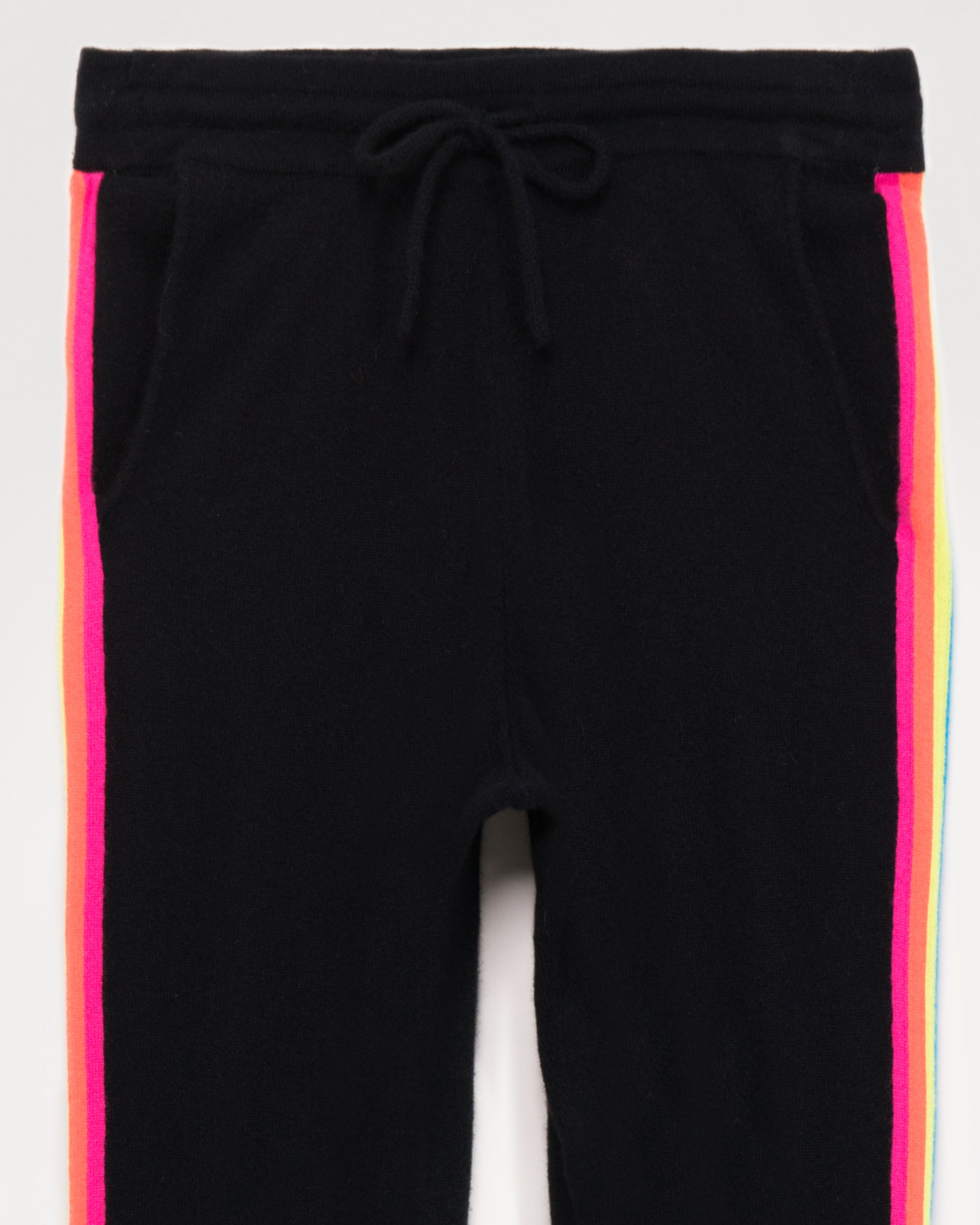 Pantalon de jogging à bande multicolore en cachemire - Black