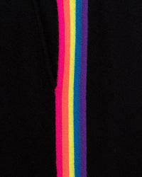 Pantalon de jogging à bande multicolore en cachemire - Black
