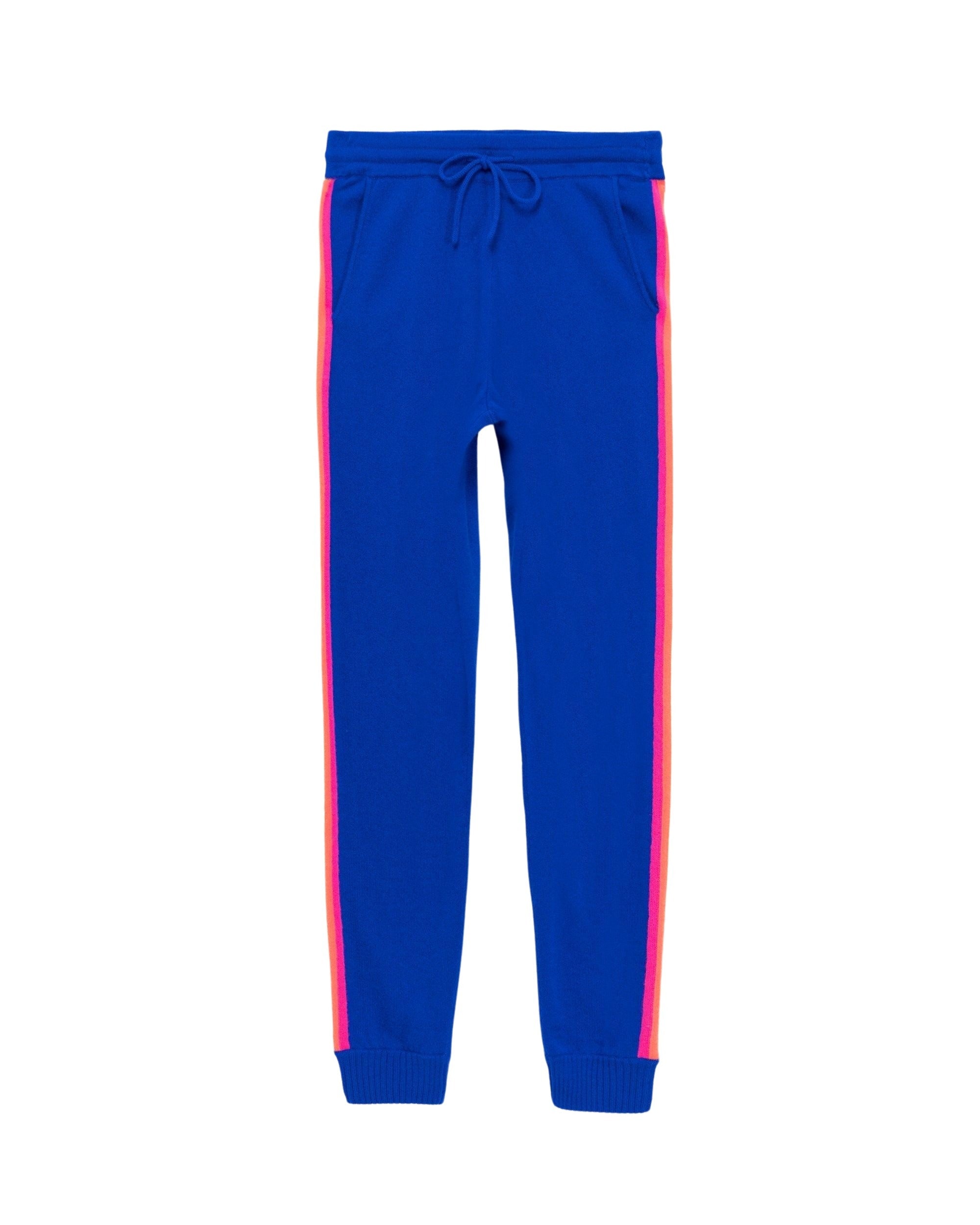 Pantalon de jogging à bande multicolore en cachemire - Pop Blue
