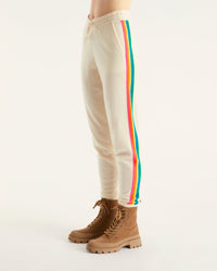 Pantalon de jogging à bande multicolore en cachemire - Black