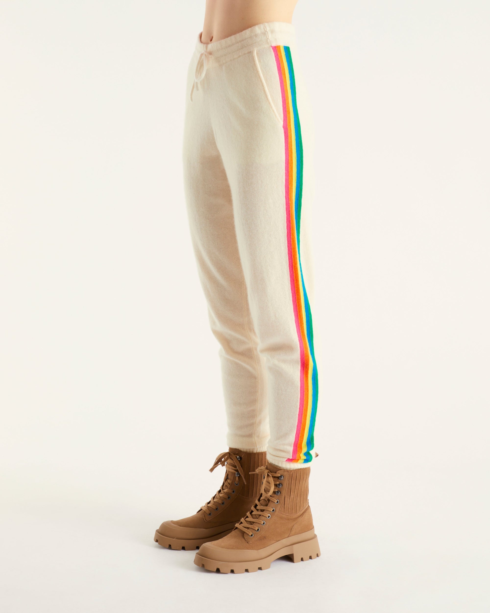 Pantalon de jogging à bande multicolore en cachemire - Black