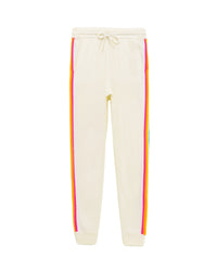 Pantalon de jogging à bande multicolore en cachemire - Ecru