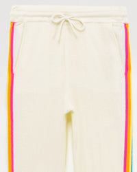 Pantalon de jogging à bande multicolore en cachemire - Ecru