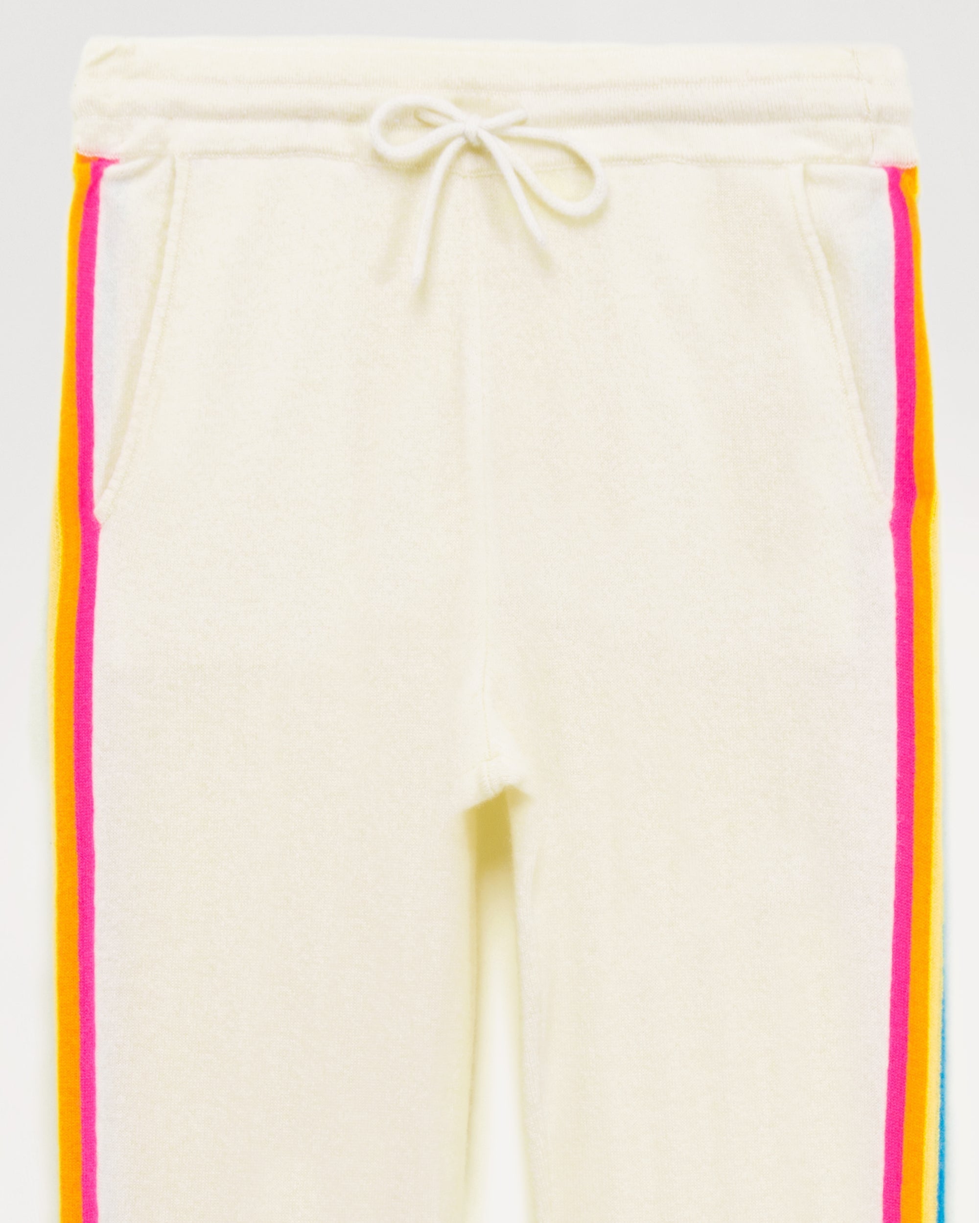 Pantalon de jogging à bande multicolore en cachemire - Ecru