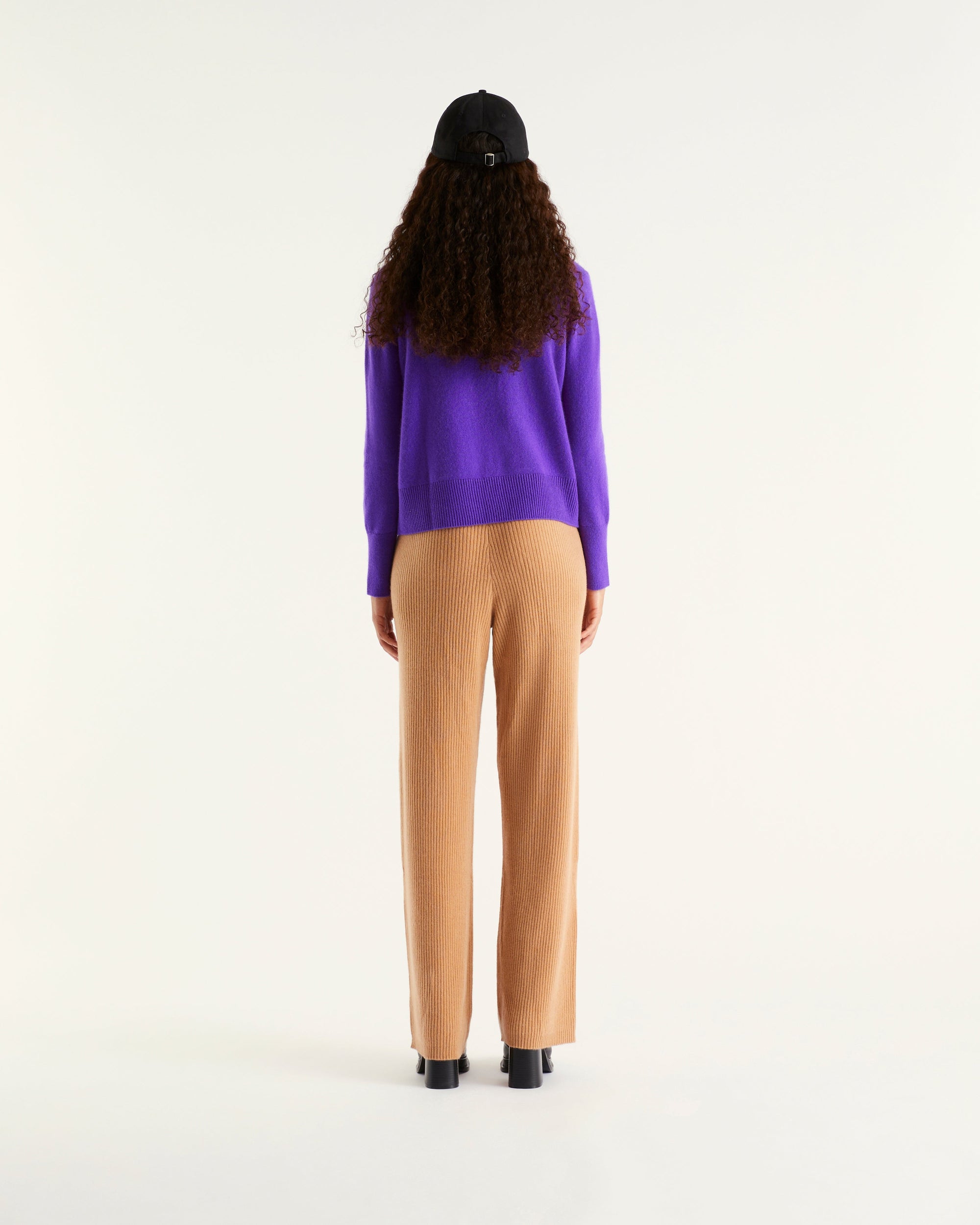 Pantalon de jogging à côtes en cachemire - Camel