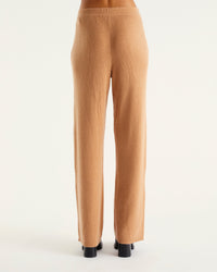 Pantalon de jogging à côtes en cachemire - Camel